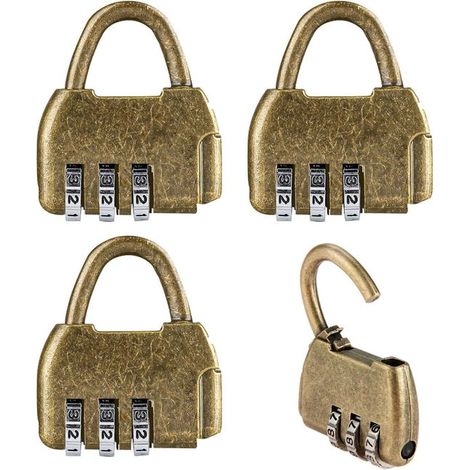 4 Pièces Cadenas Code Cadenas Casier Code Cadenas Antivol à Combinaison 3 Chiffres Rétro Serrure À Combinaison Cadenas Vintage (1/5)