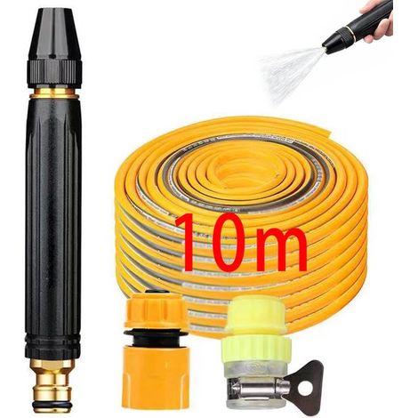 Pistolet à eau haute pression pour le lavage de voiture - tuyau de 10 mètres - avec raccord en plastique - canon à eau réglable (1/5)