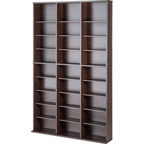 Mophorn Gabinete de almacenamiento multimedia, estante para DVD de 9 capas con capacidad para 756 CD, estantes para CD ajustables, 27 compartimentos, protege y organiza colecciones de música, película (1/5)