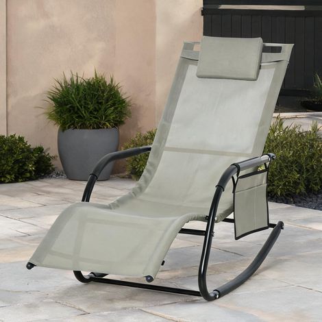 Fauteuil à bascule coloris gris clair 150 x 62 x 88 cm (1/5)