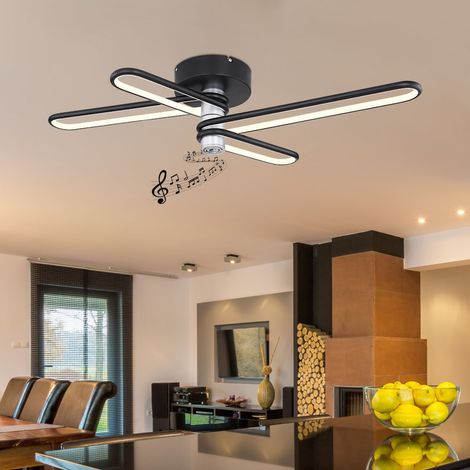 Plafoniera LED design lampada soggiorno lampada sala da pranzo lampada cucina, altoparlante Bluetooth, 35W 1400lm 3000K bianco caldo, H 18,5 cm