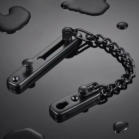 BUNTHAUS Chaîne de porte antivol, butée de porte étroite, serrure de porte antivol à ressort, avec vis, pour portes intérieures de maison, traitement de surface en acier inoxydable brossé noir mat [20 (1/5)