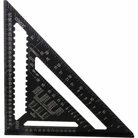pair 30cm Rapporteur Triangle Alliage d'Aluminium équerre Charpentier Triangle Metrique Professionnel Menuiserie Règle d'Angle Règle Triangulaire avec Rapporteur Outil de Mesure Noir (1/4)