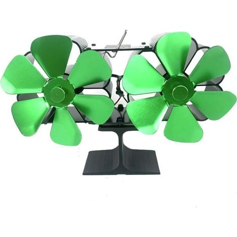 Ventilateur de cheminée, ventilateur thermique à bois, conception silencieuse, adapté à la circulation de la chaleur écologique à la maison - vert (1/4)
