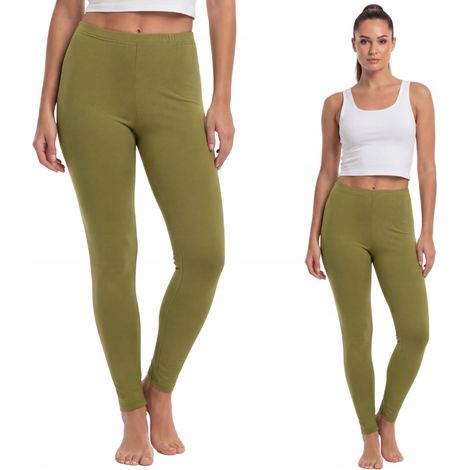 Lange Leggings aus Baumwolle, polnischer Hersteller, olivgrün, Größe L (1/4)