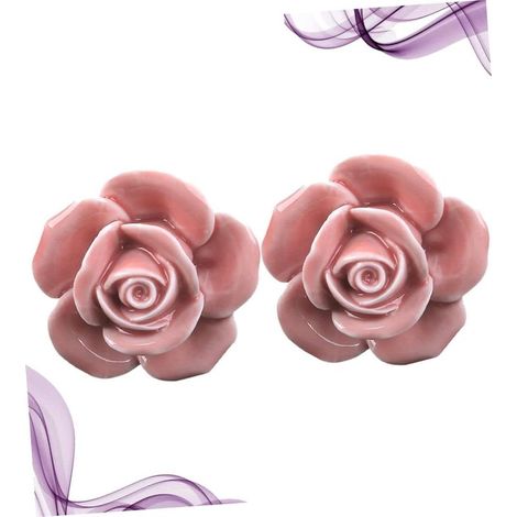 Set di 4 in ceramica maniglie cassetto vintage a forma di rose (1/5)