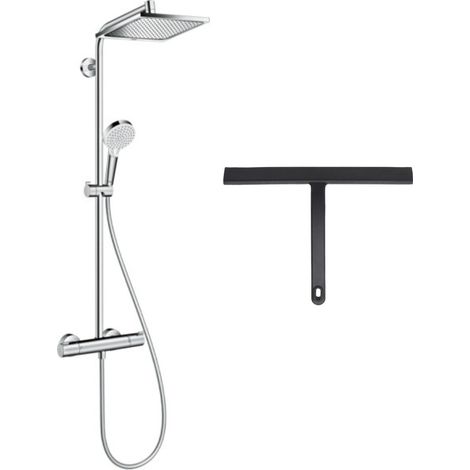 Hansgrohe Set de douche Crometta E 240 + cadeau gratuit raclette de douche en siliocone, noir (27271000-HSC) (1/5)