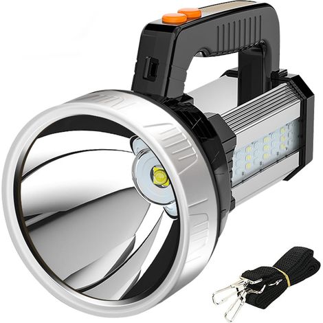 Lampara De Mano - Led 1500 Lm - Alcance 500 M - Batería Recargable 8800 Mah - 5 Modos - Ip4 - Para Acampada Senderismo Bicicleta - 1 Unidad (1/5)