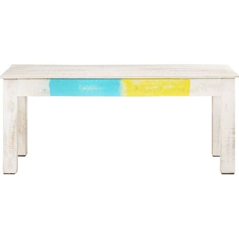 Maison Exclusive - Tavolino da Salotto Bianco 110x60x45 cm in Massello di Mango (1/5)