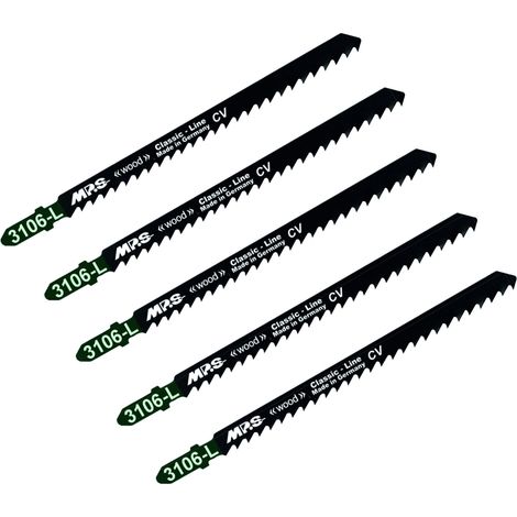 5 Lames scie Sauteuse CV (pour bois/plexi) Dents fraisées avoyées 110/132Mm - 4mm