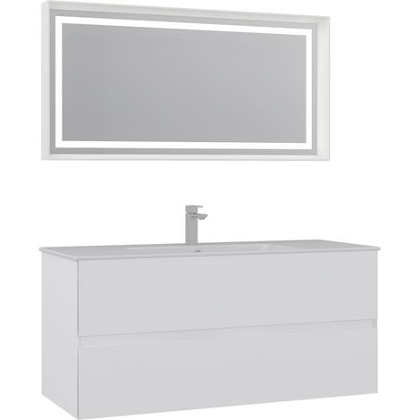 Ensemble Meuble Vasque avec Miroir (2 Pièces) "Nest 121 v2" - 121 x 51 x 55 cm - Matte White (1/3)