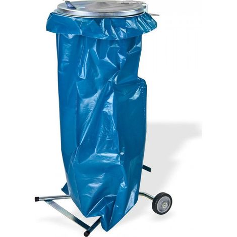 Dema – Support de poubelle mobile 120 L – Métal galvanisé – Couvercle Ø 350 mm – Grandes roues légères en PVC – Dimensions 440x480x940 mm