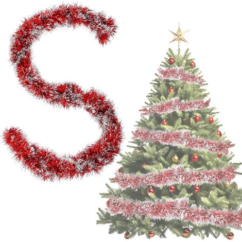 Guirlande de Noël Rouge & Blanc - Sapin Décoration Brillante 4X 3M, Ø 9 cm (1/4)