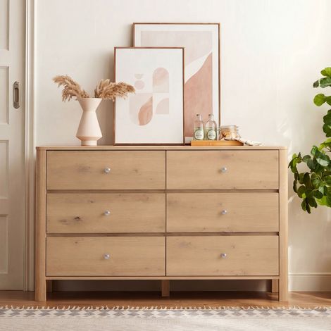 Buffet commode 120x40x80 cm avec six tiroirs, grand rangement, meuble polyvalent adapté pour salon, chambre et salle à manger (1/5)