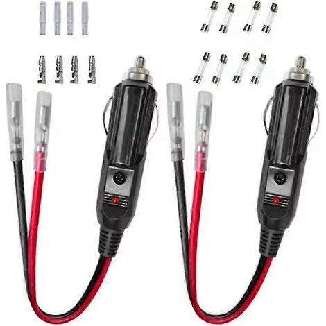 Compatible avec les prises allume-cigare de remplacement 12V/24V pour automobiles, avec fils et câblage, bornier à une extrémité, cordon d'alimentation à monter soi-même. (1/5)