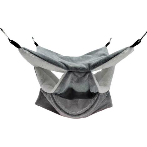Hamac suspendu pour cage de petit animal, couchage d'hiver, hamac triple couche en polaire chaude pour perroquet et écureuil.-Gray