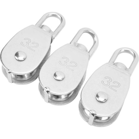 Poulie simple M32 x3, acier inoxydable 304, charge max 250KG, pour grues, échelles, monte-charges, équipements de fitness et élévateurs d'atelier. (1/5)