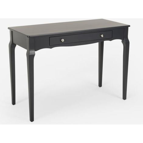 Tavolino consolle scrivania mobile ingresso shabby chic legno 106x47cm Toscano - Nero