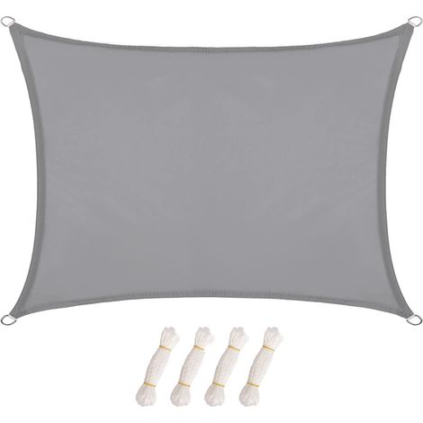 Voile d'ombrage Imperméable Rectangulaire 3x4m, Toile Ombrage UV Protection, pour Patio Jardin, Terrasse, Extérieur, Balcon - Gris (1/5)