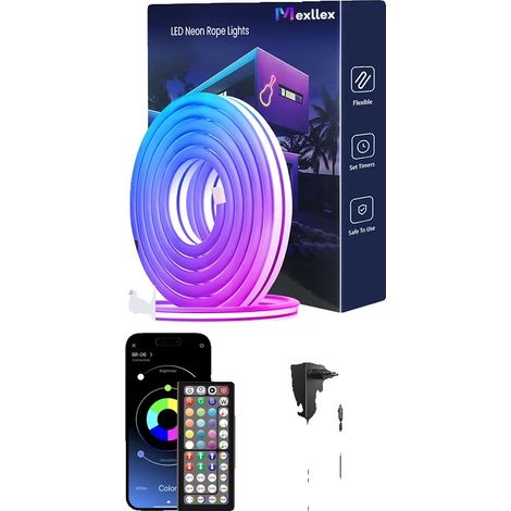 Corda luminosa a LED al neon, controllo Bluetooth, design impermeabile, 10 m, spina europea. (1/2)