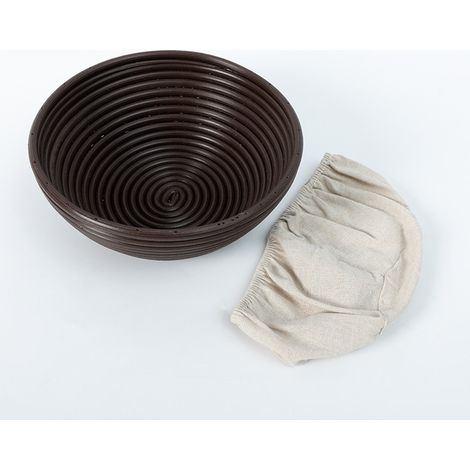 Panier de fermentation à pain rond en imitation polypropylène de rotin lavable, panier de fermentation avec doublure en coton, outil de boulangerie fait maison, 11 x 6 cm (housse en tissu fournie)