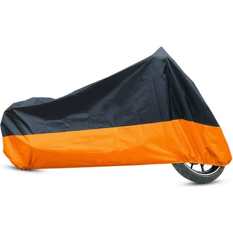 Housse Moto Scooter XXL 180T Noir Orange Imperméable Anti-UV Anti-Poussière Protection Extérieure (1/5)