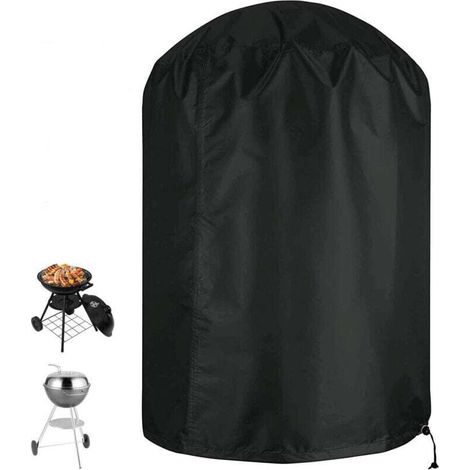 Telo di copertura sferico per barbecue, impermeabile, antistrappo, in tessuto Oxford 210D, resistente ai raggi UV, con cinghia laterale, antivento, nero, Φ71 x 73 cm - Crezuo