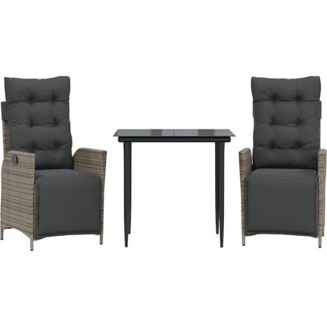 Maison Exclusive - Set comedor de jardín 3 piezas con cojines rat (1/5)