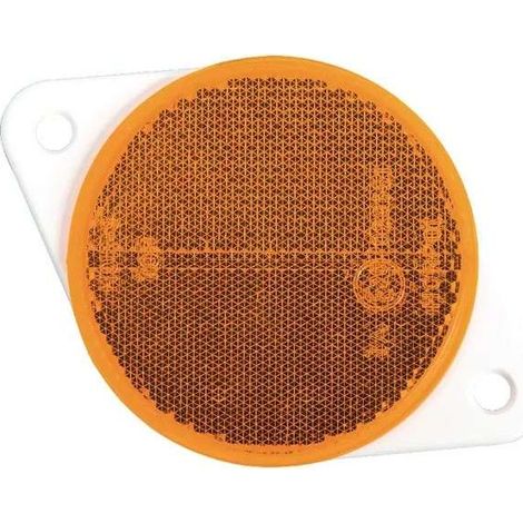 Runder, orangefarbener Rückstrahler (75 mm Durchmesser) mit Schraubsockel für Anhänger, Traktoren oder Pkw (1/2)