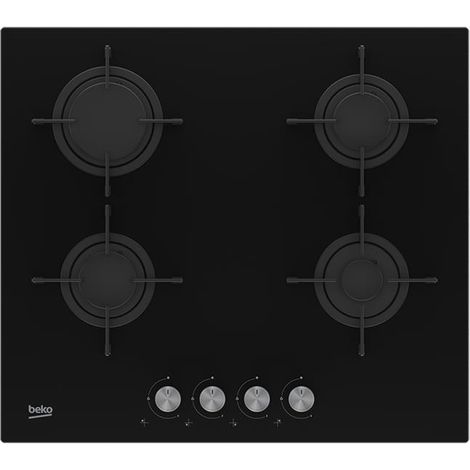 Beko Placa de cocina empotrada negra 4 zonas de gas