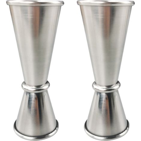 Lot de 2 doseurs doubles, acier inoxydable 304, bords roulés, pour cocktails, bar, cuisine (1/5)