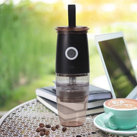 Tragbare elektrische Kaffeemühle mit USB-aufladbarem Akku und 5 Mahlgradeinstellungen für den perfekten Mahlgrad