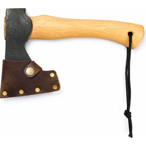 Hachette de randonnée bushcraft avec étui en cuir véritable acier forgé 55 et manche hickory réf 0332 35 × 12 × 12 cm 2 kg – Livraison gratuite
