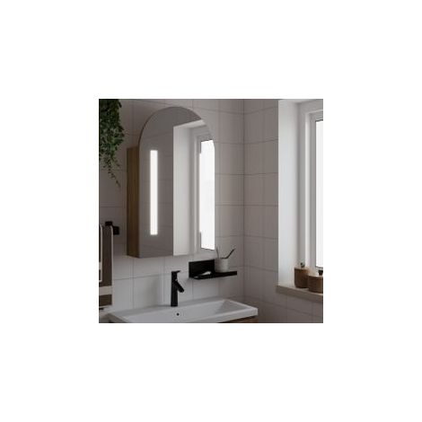 Armoire de bain à miroir avec LED arquée chêne 42x13x70 (1/5)