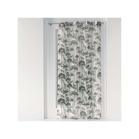 Voilage a oeillets 140 x 240 cm voile sable imprime manapany Kaki (1/3)