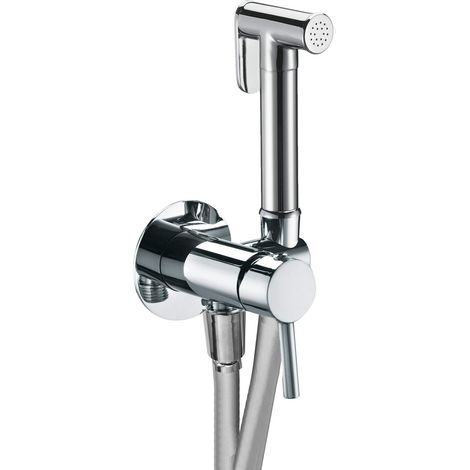 Hygienisches Duschset mit rundem Modellmischer Damast 15871 Chrom (1/3)
