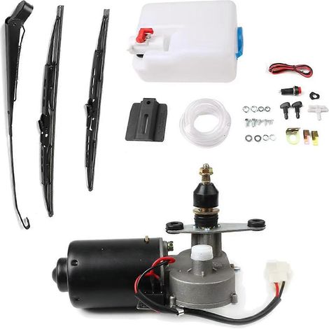 Kit moteur d'essuie-glace électrique pour UTV avec réservoir de lave-glace, pompe et essuie-glace à jet. (1/5)