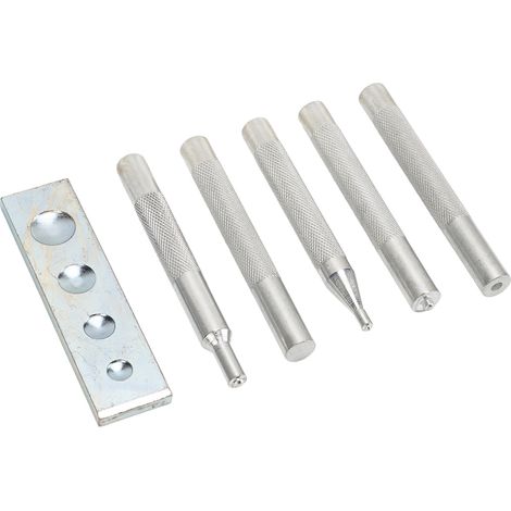 Kit de pose de rivets à pression (5 pièces) avec matrice de poinçonnage et base pour la pose de boutons-pression. (1/5)
