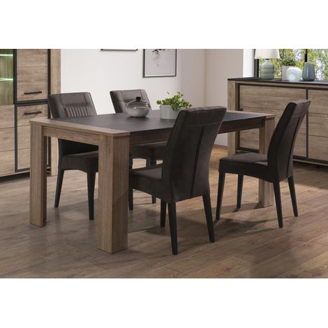 Table de salle à manger moderne chêne/marbré noir Casagrande (1/3)
