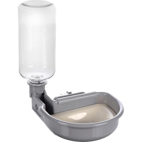 Bol d'eau avec Bouteille pour Cage GRILLAGEE Gris 480ML - pour - Universel pour Toutes Les Cages (1/3)