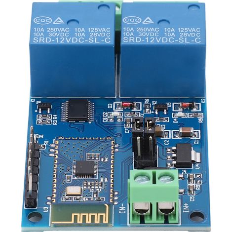 Module relais Bluetooth double canal 12 V CC pour application mobile Android, commande à distance pour maison connectée (IoT) (1/5)