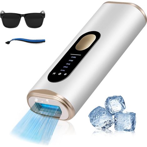 Appareil d'épilation à lumière pulsée (IPL) - Refroidissement par la glace - Femmes et hommes - Maillot, visage, aisselles - Flash automatique/manuel - 5 niveaux d'énergie (1/5)