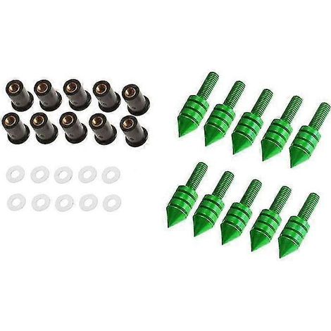 Kit de 10 boulons, écrous et rondelles pour pare-brise de moto - Pièces modifiées - Livraison directe - Vert (1/5)