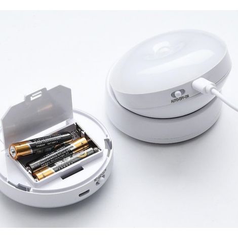 Lot de deux veilleuses LED, lampes de couloir à détecteur de mouvement, lampes murales rechargeables pour escaliers (blanc froid) (1/5)