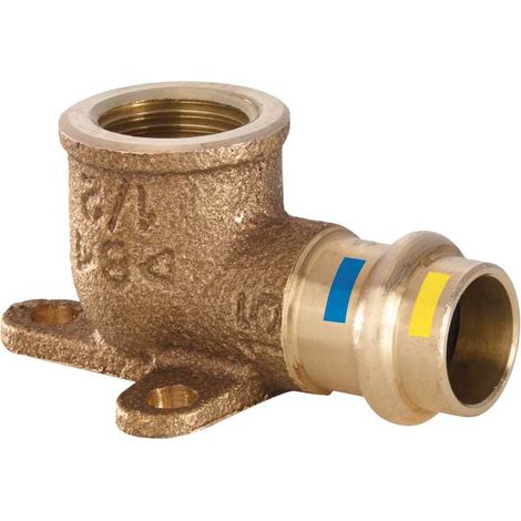 "GOMITO FLANGIATO FEMMINA A PRESSARE FILETTATO FEMMINA IN BRONZO Ø22 x 3/4""""F"