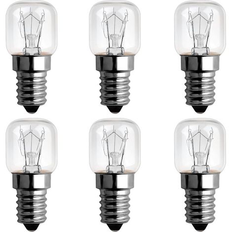 Ampoule Four 25W 300 Degres E14 Dimmable, AC220V-240V, Ampoule Incandescence E14 T22, 120LM Blanc Chaud 2300K, E14 Petit Culot à Vis Pygmy Lamps pour Micro-ondes, Four, Lampe à sel, 6 Unité