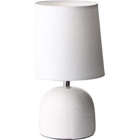 Lampe à poser ronde céramique blanche effet naturel - 16x16x27.5cm (1/3)