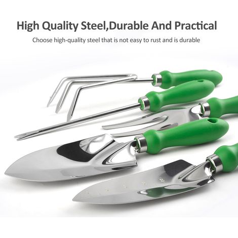 Ensemble d'outils de jardin robustes pour travaux de jardinage d'extérieur avec poignées ergonomiques, kit de plantation de 11 pièces en acier inoxydable
