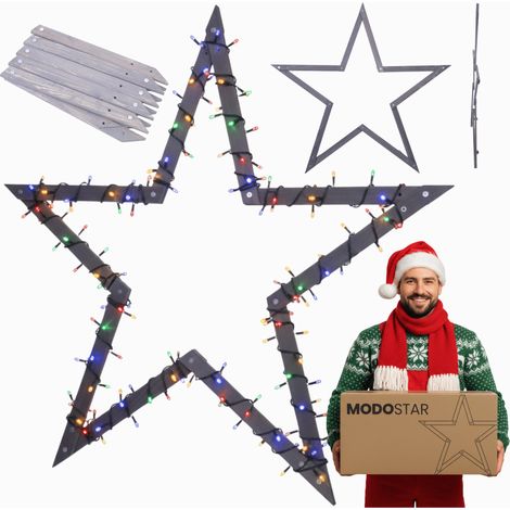 MODO24 MODOSTAR Étoile Noël 2D DIY Bois FSC 139cm Grise (1/5)