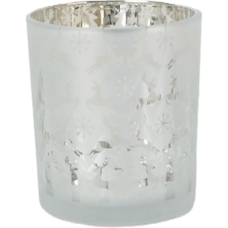 TrendLine Deko Windlicht Glas Ø 8,8 x 10 cm silber